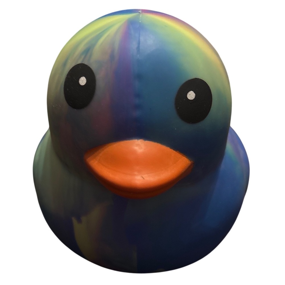 Sunny Days Jumbo Squeezy Duck – Tie-Dye Blue Squishy Stress Relief Toy – New